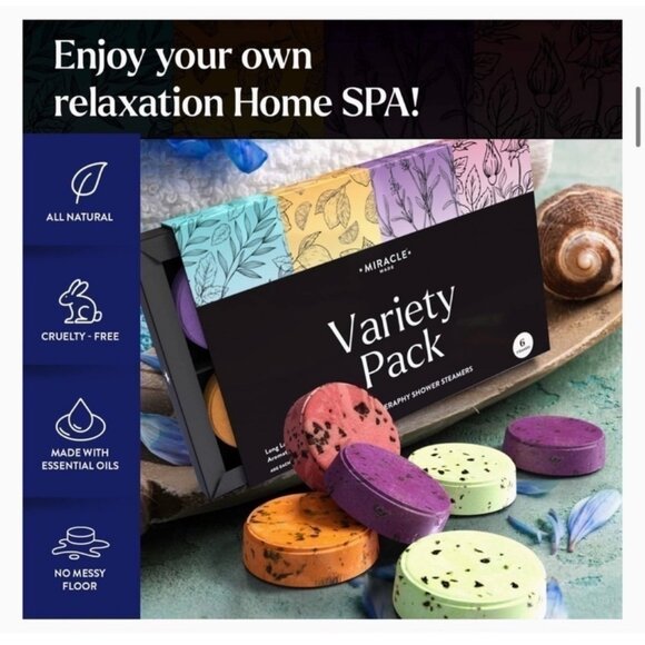 NEW Miracle Made Variety Pack Aromatherapy Shower Steamers - 6 Tabs - Picture 7 of 8